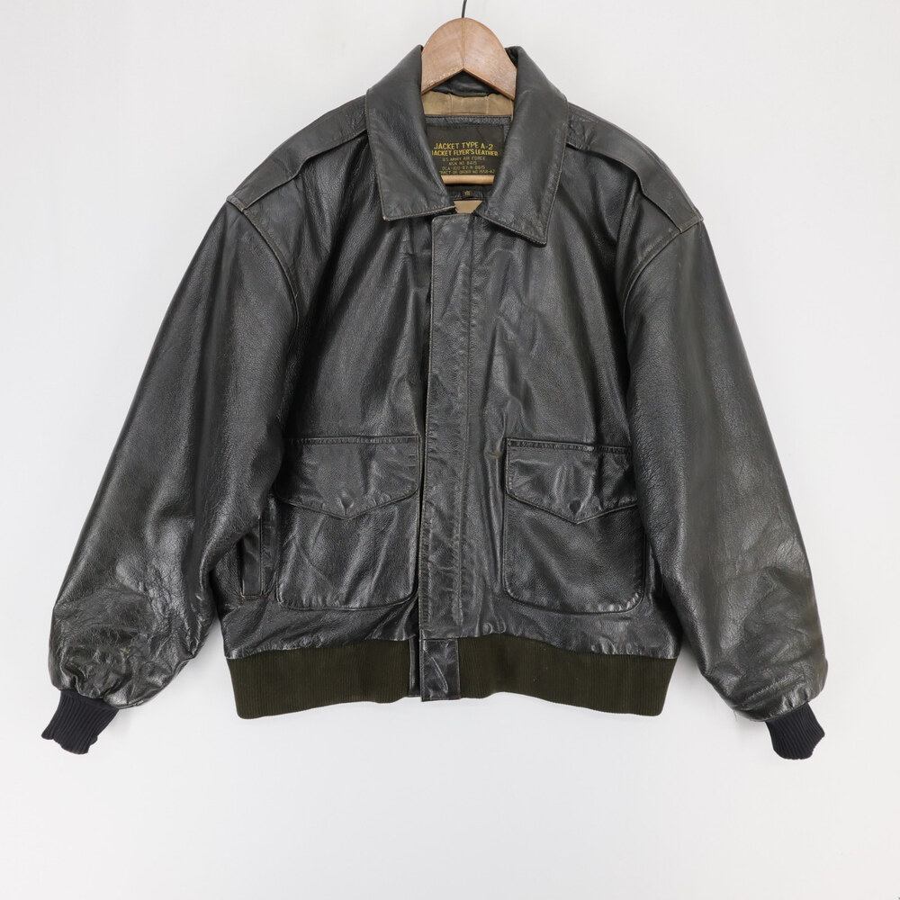 Vintage Excelled Type A 2 Flight Jacket Mens L Brown Map Lining Leather Aviator